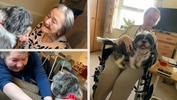 Doris the dog comes to Stockport care home for pet therapy